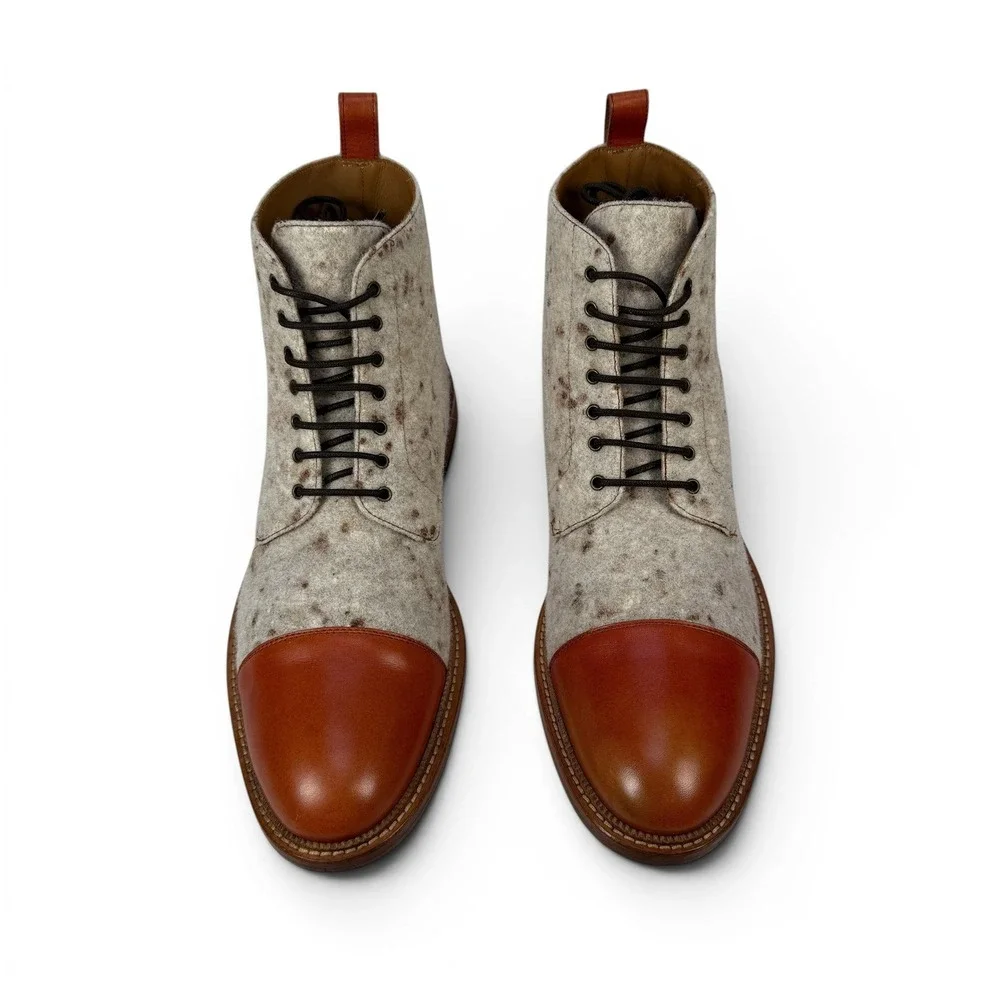 Taft Jack Boot Calico Wool Mens 12 EU 45 Leather Cap Toe Lace Up